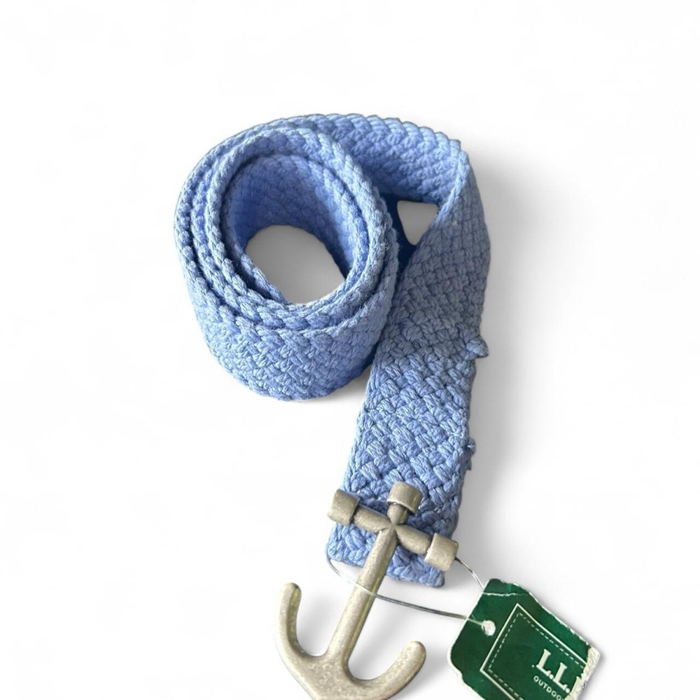 L.L. Bean Blue Woven Belt with Silver Buckle‎